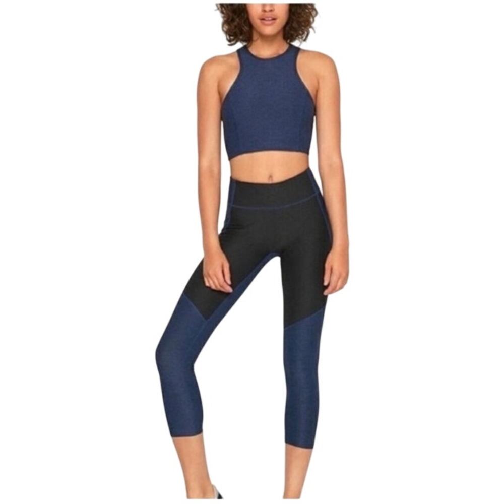 Outdoor Voices Tech Sweat Two Tone‎ Cropped Leggings Baltic Night Size XS